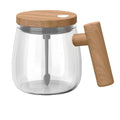 Self Mixing Glass Cup with Lid & Handle