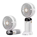 Mini Portable Handheld Fan Foldable Neck Hanging Fans 5 Speed USB Rechargeable Fan with Phone Stand and Display Screen 800mAh