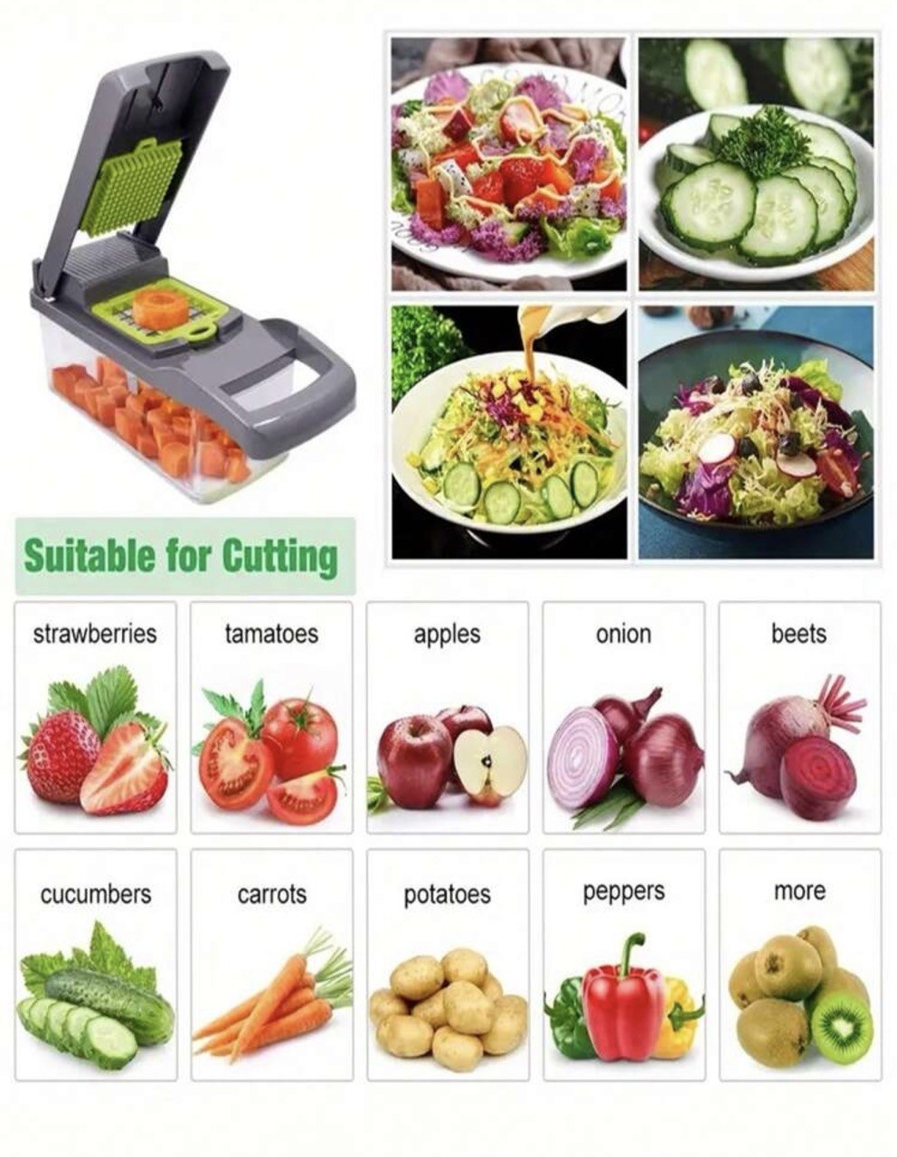 Fruit Vegetable Chopper Food Grade Kitchen