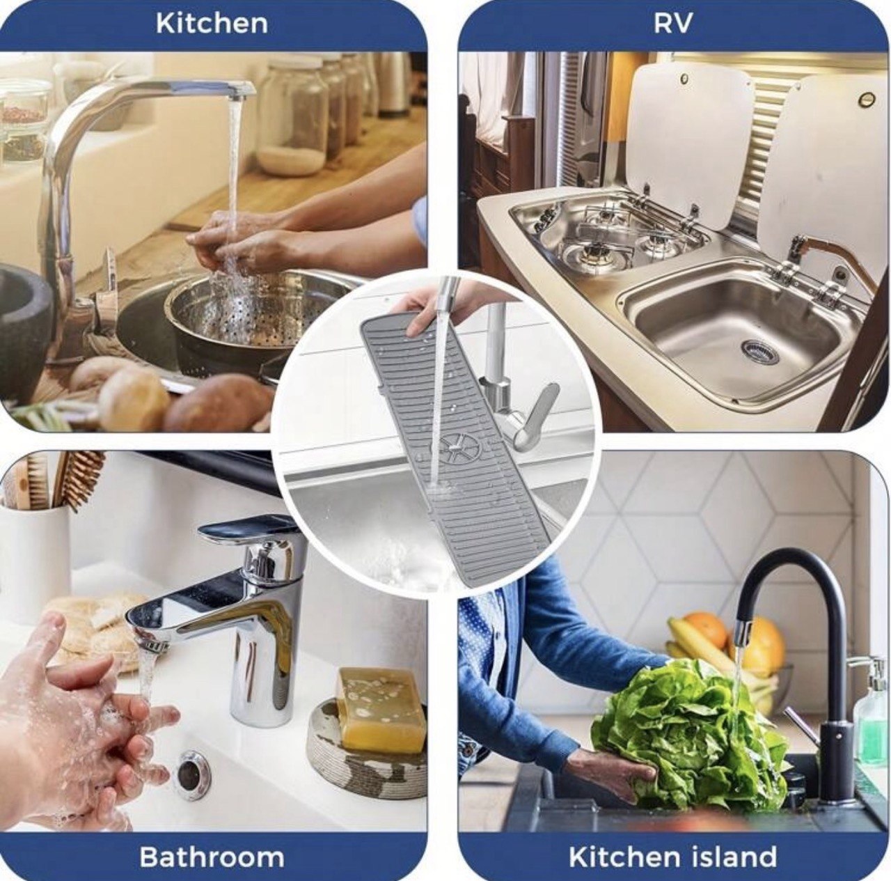 Non-Slip Mat Quick Drying Dish Drain Pad Kitchen